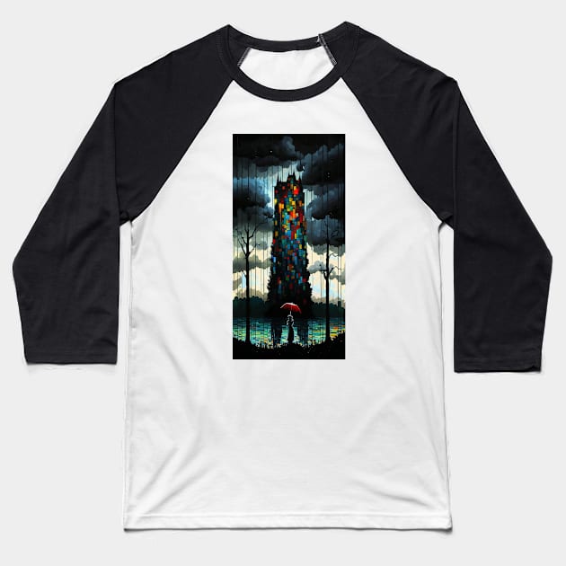 Mystical Tower Inspired by Piet Mondrian Art Baseball T-Shirt by ZUCCACIYECIBO